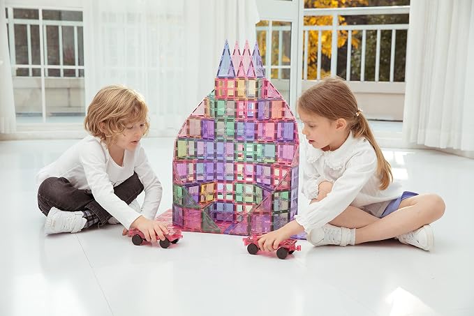 MEGAGONTILES 120PCS Premium Magnetic Tiles Set | STEM-Authenticated Magnetic Building Blocks | Educational Construction Toy for Kids Ages 3–8 (Boys & Girls)