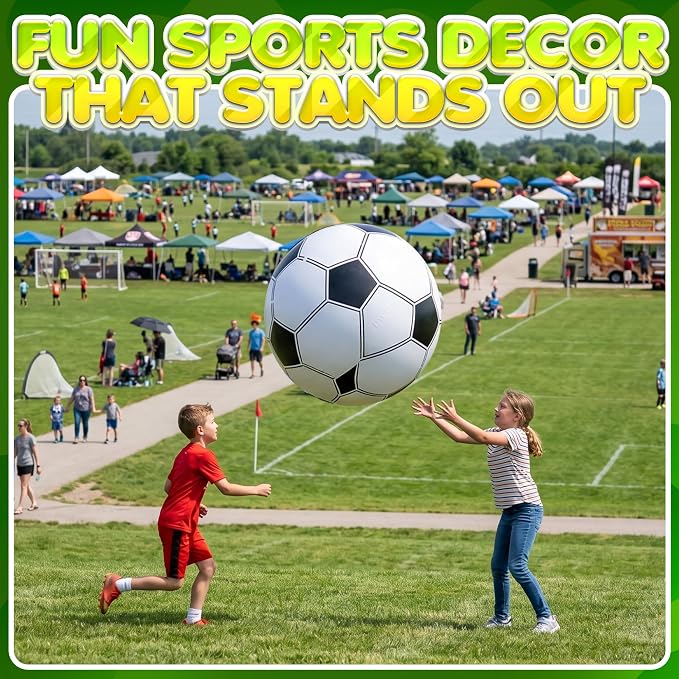 24-Inch Giant Beach Balls - (3-Pack) Inflatable Soccer Beach Balls - Extra Large Blow Up Pool Balls for Kids, Summer Pool Toys, Soccer Party Decorations & Sports Theme Decorations