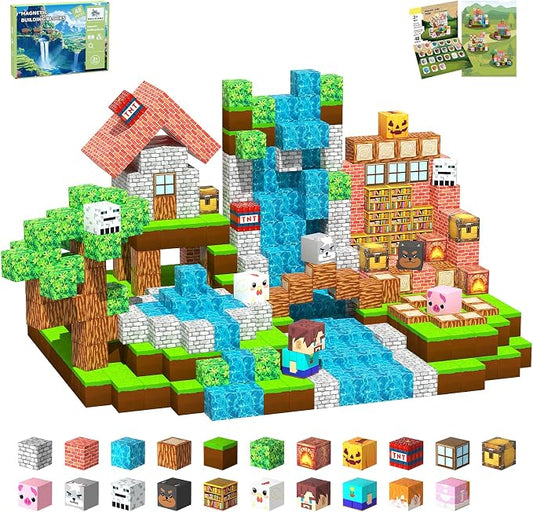Magnetic Blocks, 48PCS Magnetic Tiles Building Blocks, Magnet Cubes STEM Sensory Game Toys Christmas Birthday Gifts for Kids Girls Boys Age 3+ (Forest House)