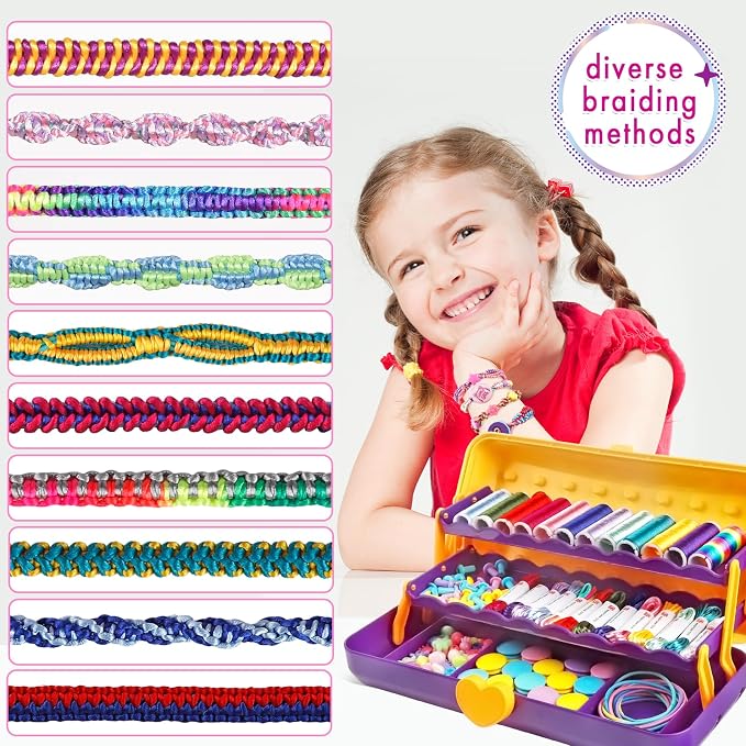 TingingYuli Friendship Bracelet Making Kit for Girls Ages 8-12, DIY String Bracelet Maker with 3-Layer Storage Box, Jewelry Making Kit Arts and Crafts Toy Gift for Kids Ages 6-12
