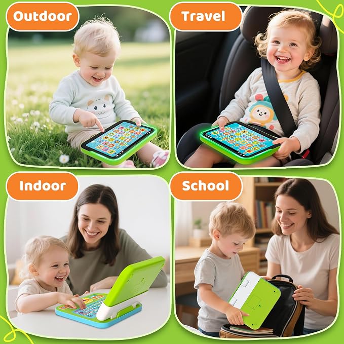 2 -in-1 Kids Laptop Tablet with Music Light Sound, Learning Toy for 1 2 3 Year Old Boys Girls, Interactive Educational Toys for Toddler 1-3, 1st Birthday First for Baby 12-18 Months