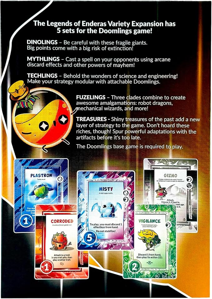 Doomlings Card Game: Legends of Enderas Variety Expansion – 120 New Cards, 5-in-1 Bundle (Mythlings, Techlings, Dinolings, Fuzelings & Treasures) | Ages 8+, 2–6 Players