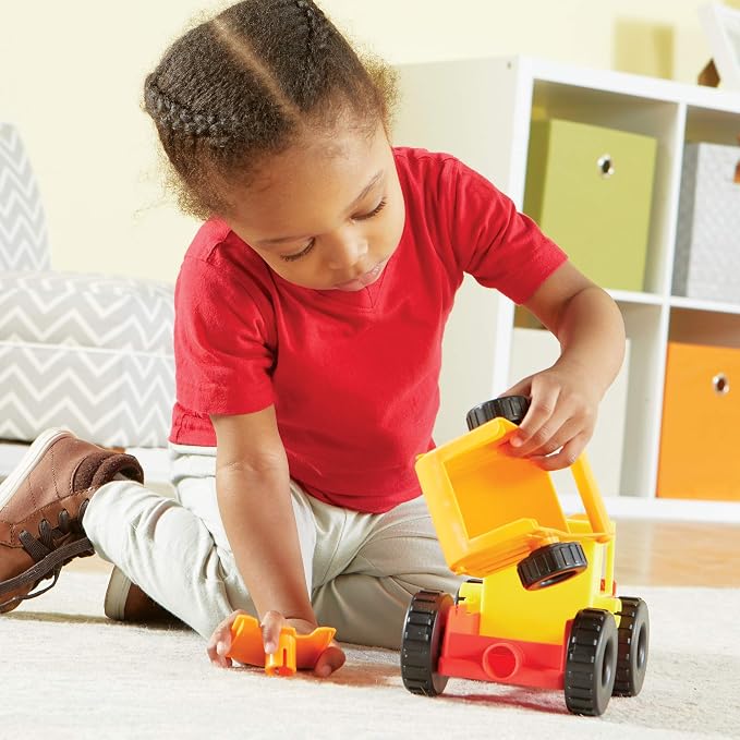 Learning Resources 1-2-3 Build It Construction Crew - Take Apart Construction Toys, Toddler Excavator Toy, Kids Dump Truck Toy, Tractor Toys for Kids 3-5, Building Sets for 4 Year Olds