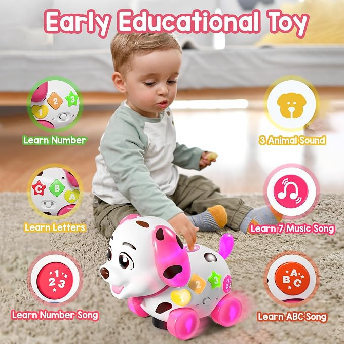 ToddlerCley Musical Puppy Toys for 1 Year Old Girl Gifts, 1st Birthday Girl Gift, Bilingual Learning Baby Toy 6-12-18 Months with Sound & Lights, Educational Toy for 1 Year Old Boy Present