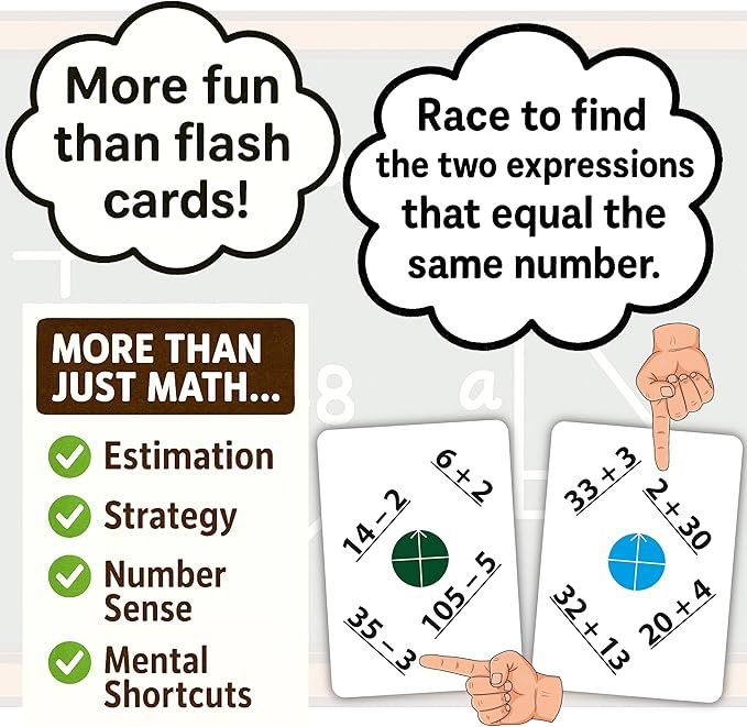 Numli - Math Booster Game 5th, 6th, 7th Grade - More Fun Than Flash Cards - Add, Subtract, Multiply, Divide - Classroom Games - Middle School Games - Math Card Games