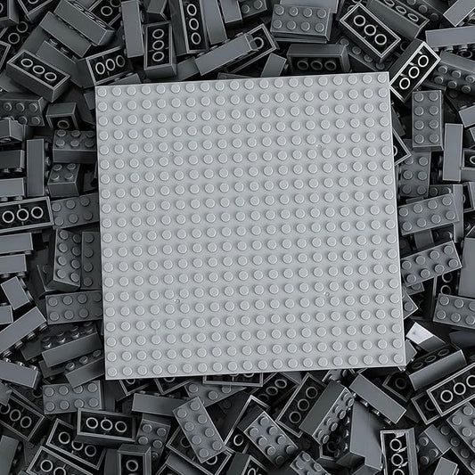 HUIZDQ 500 Piece Classic Building Bricks and 1 Gray Baseplate, 2x4 Bricks Bulk Creative Building Toys, Blocks Bulk for Kids Ages 6+, Dark Gray(Small Bricks, 1.25x0.62x0.47 in)