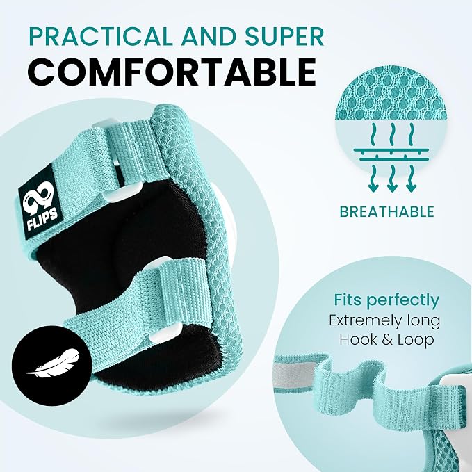 99FLIPS 6pcs Complete Set 3-12 Years- Knee Pads Elbow Pads and Wrist Guards for Kids and Toddler