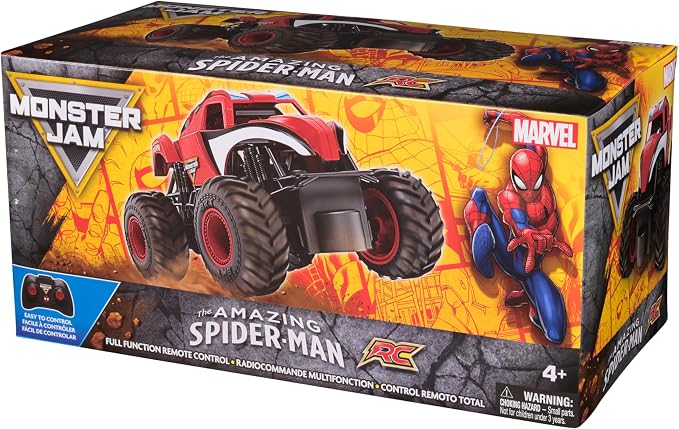 Monster Jam, Marvel The Amazing Spider-Man RC Monster Truck, 1:24 Scale, Kids Toys for Boys and Girls Ages 4 and up