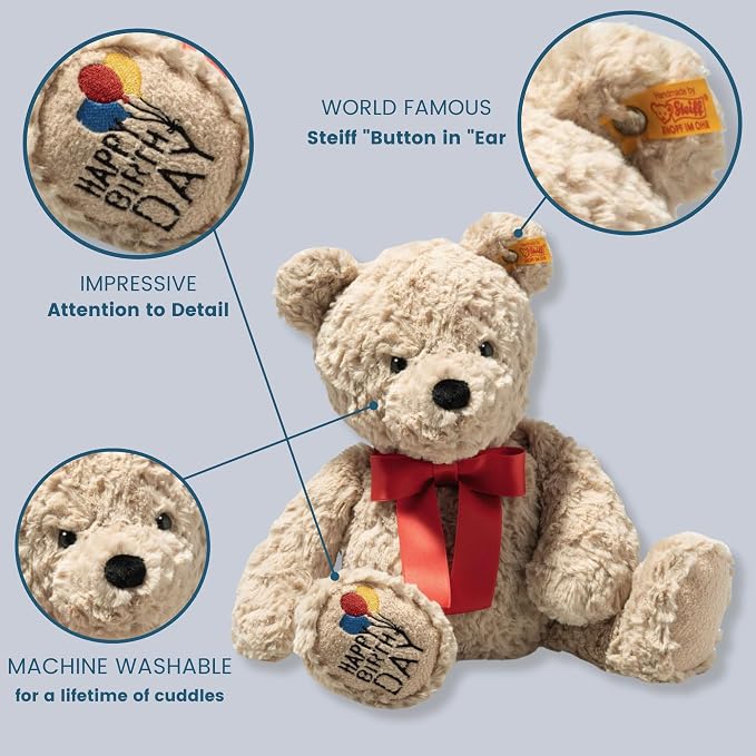 Soft Cuddly Friends Jimmy Teddy Bear Birthday, 14" Plush Toy