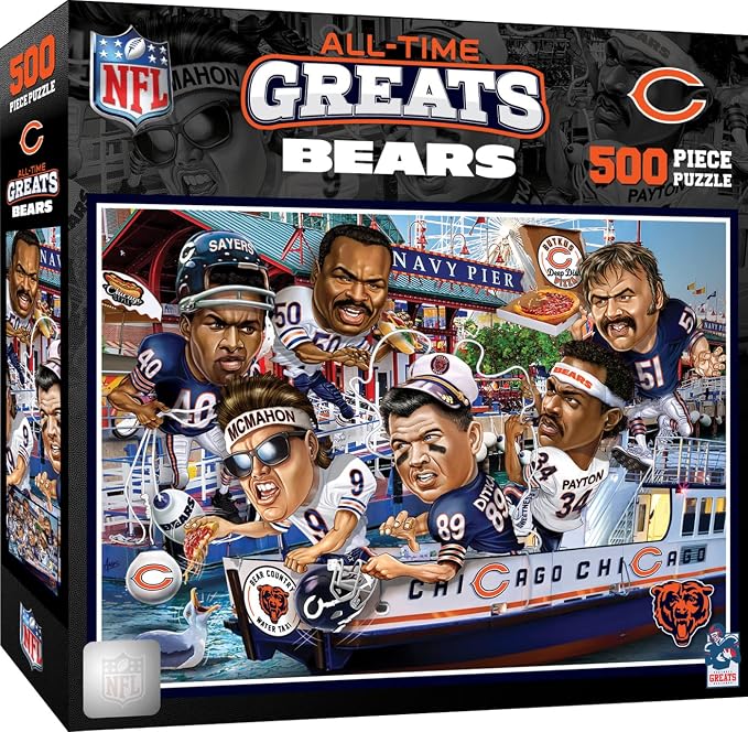 MasterPieces 500 Piece Sports Jigsaw Puzzle for Adults - NFL Chicago Bears All-Time Greats - 15x21