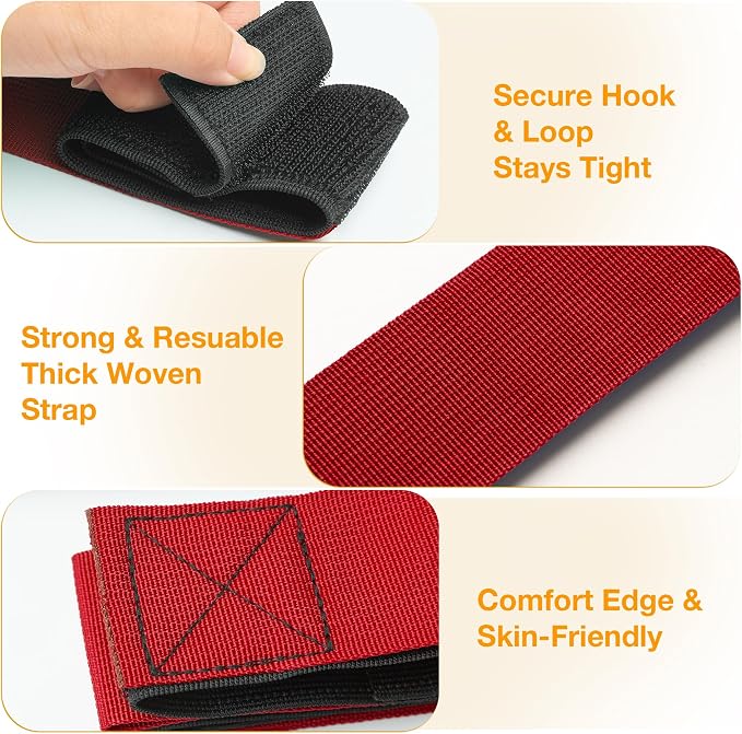 3 Legged Race Bands, Field Day Games for Adults, Outdoor Games for Carnival, Family Reunion & Backyard Party,Team Building Relay Race for 4 Players (2pk, Blue & Red)