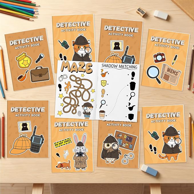 Detective Activity Books for Kids - 48 Pcs Secret Agent Coloring Books Bulk Mini Maze Word Scramble Word Search Games Activity Booklet for Birthday Party Favors Goodie Bags Stuffers Classroom Rewards