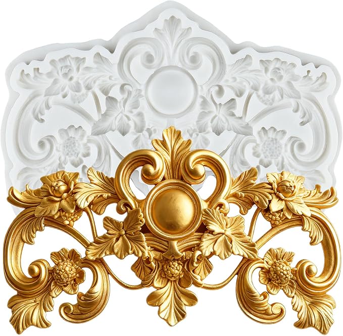 Baroque Style Polymer Clay Molds Baroque Scroll Relief Silicone Mold for Jewelry Making Epoxy Resin Casting Air Dry Polymer Clay Craft