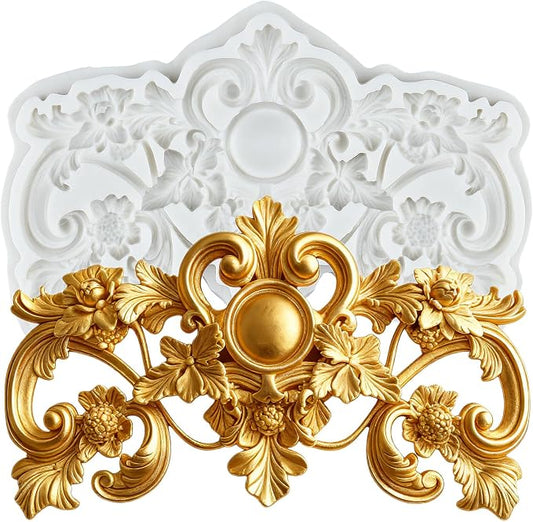 Baroque Style Polymer Clay Molds Baroque Scroll Relief Silicone Mold for Jewelry Making Epoxy Resin Casting Air Dry Polymer Clay Craft