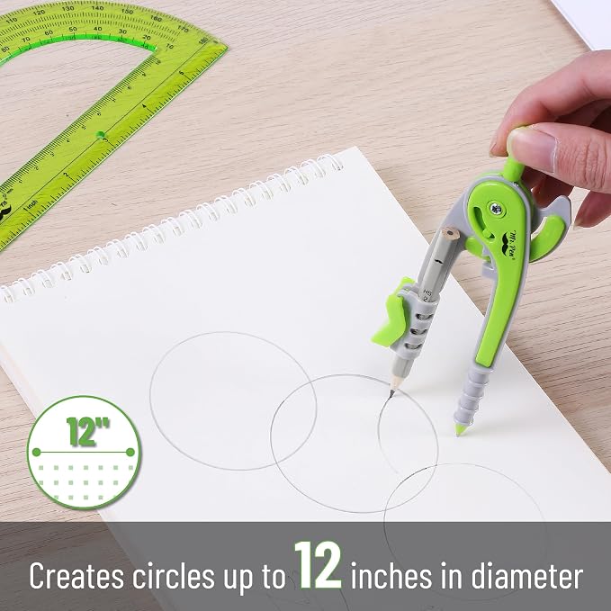 Mr. Pen- Geometry Compass and Protractor Set, 6 Inch Compass | 6 Inch Protractor, Drawing Tool for School, Clear Plastic, Easy Grip, Precision Design for Math, Art, Drafting, Architecture