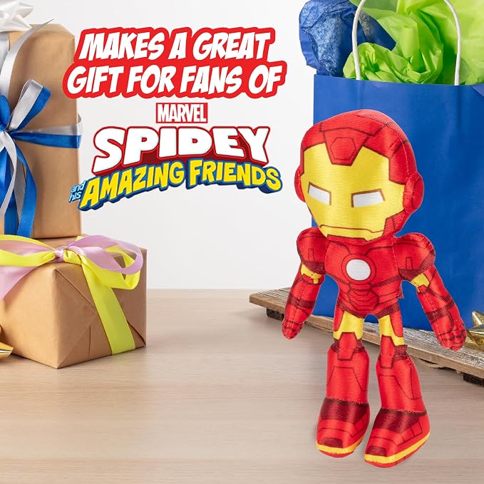 Marvel Spidey & His Amazing Friends 8" Plush 3-Pack Set - Hulk, Black Panther, Iron Man - Officially Licensed Stuffed Animal Toy Figures - Spider-Verse Gift for Kids, Boys, Girls