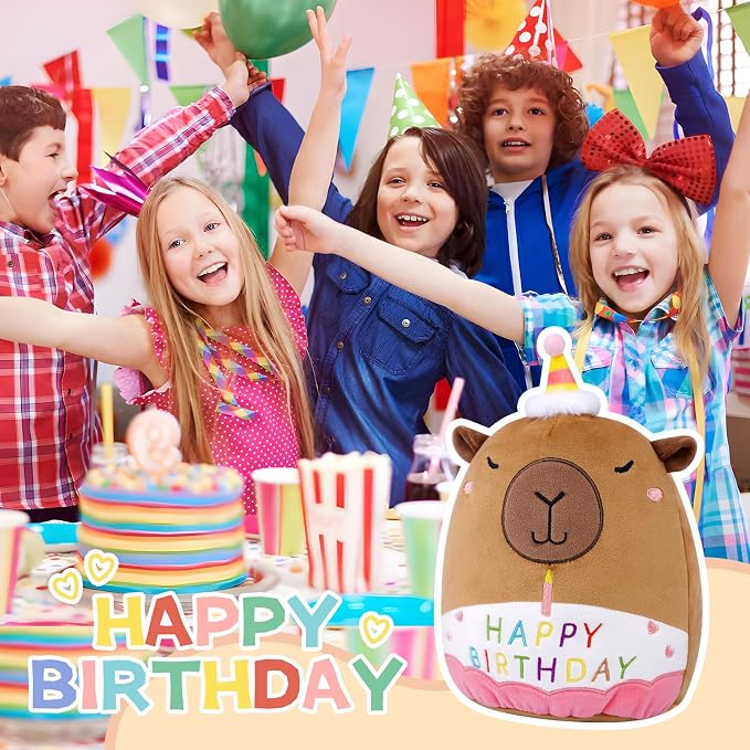 Capybara Plush - 8inch Birthday Stuffed Animal Capybara Plush Pillows Toys, Birthday Gifts Party Decoration for Kids Girls & Boys