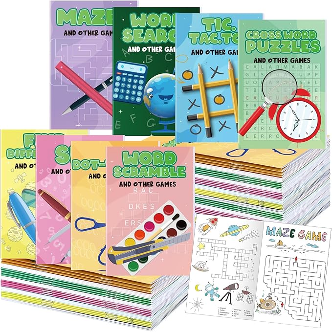 Estune 40 Pcs Activity Coloring Book for Kids Pazzle Mazes Party Favors Mini Small Coloring Book Bulk Birthday Party Gift Classroom DIY Craft Home