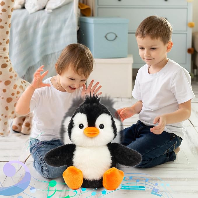 Talking Penguin Repeat What You Say Musical Stuffed Animal Shaking Singing Plush Toy Electric Interactive Animated Plushies Gifts for Kids Girls Boys