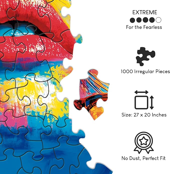 No Image Puzzle 1000 Irregular Pieces Extreme Difficult Jigsaw Challenge Adults Hardest Puzzle No Guide Ultimate Brain Teaser Extreme Level Chromatic Women Mystery Unique Gift