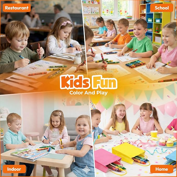 Lucky Art Mini Crayon Packs Non-Toxic Crayons; Crayons in bulk for Kids Party Favors, Restaurants, Birthdays, School Supplies for Teachers & Travel (20 Set of 4 Pack, Standard)