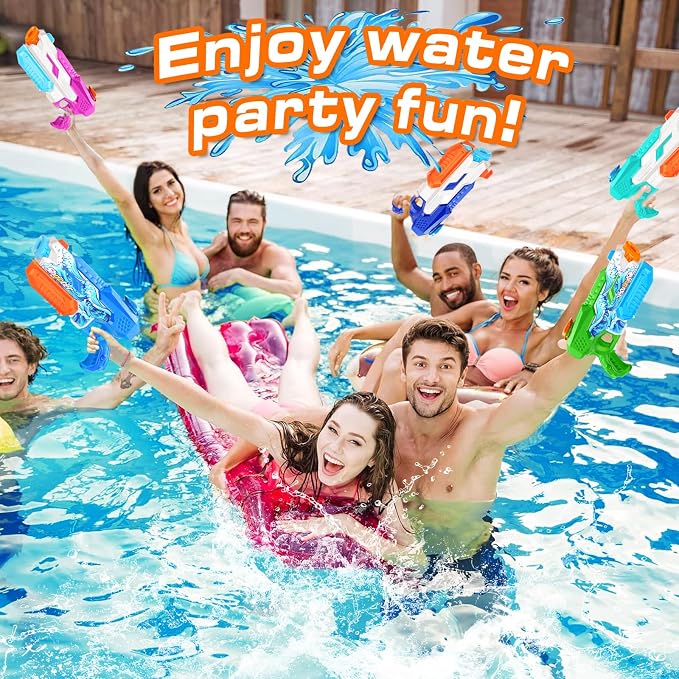 8 Pack Water Gun for Kids Adults: 600cc Squirt Blasters Super Water Gun Soaker with Long Range High Capacity for Boys Girls Summer Swimming Pool Beach Outdoor Water Fighting Play Toys Party Favors
