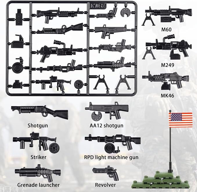 Weapons Pack Military U.S Weapons in The Game Toy Set - Weapons Accessories Weapon Battle Building Blocks Compatible with Major Brand, 3 Years Old and up