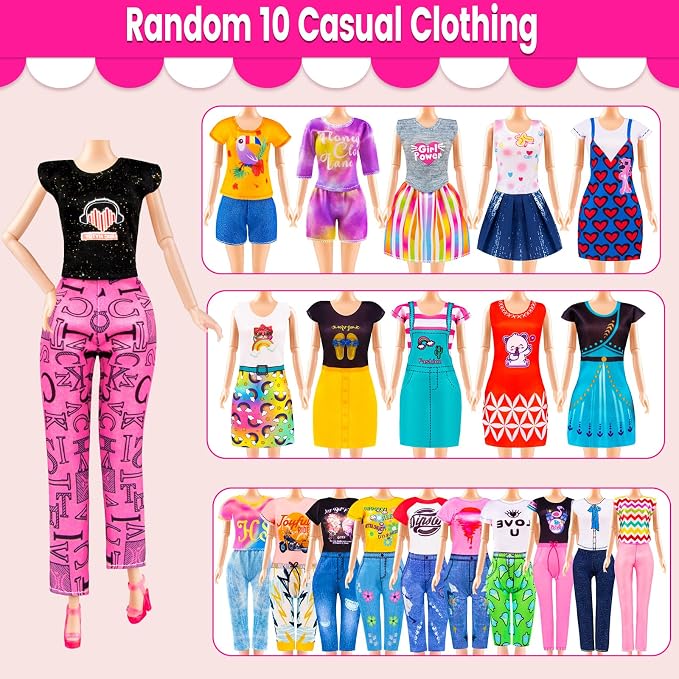 137 Pcs Doll Closet Playset Clothes and Accessories for 11.5 Inch Dolls, Included Princess Dresses,Fashion Dresses,Casual Clothing,Swimsuits,Bags,Shoes,Doll Dress up Toys for Girls Kids Toddlers Gifts