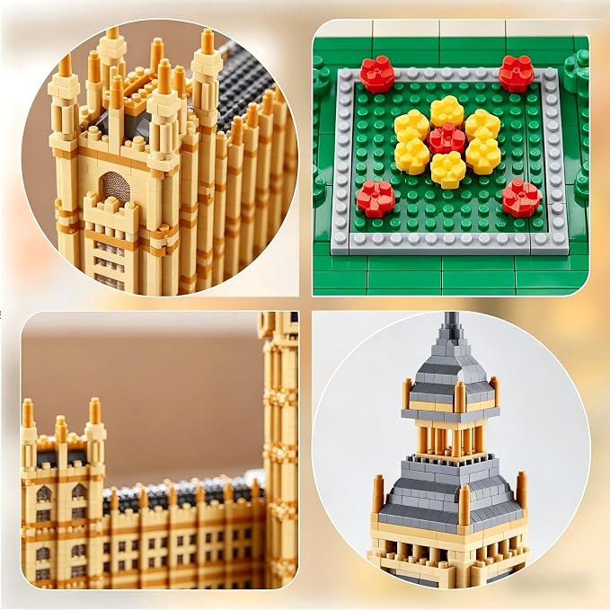 KLMEi Micro Building Blocks Set for Adults, Real Architecture London Elizabeth Tower Big Ben - World Famous Architectural Model Gifts for Teens Ages of 14+(4112 PCS)