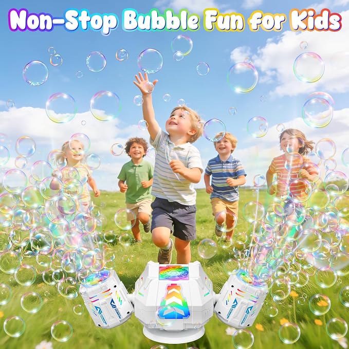 2026 RC Bubble Machine, 30000+ Big Bubbles Automatic Bubble Maker, Rechargeable Bubble Blower with 360° Rotation, 9 Lights & 2 Speeds, Outdoor Bubble Toys Gifts for Kids, Weddings, Birthday Parties