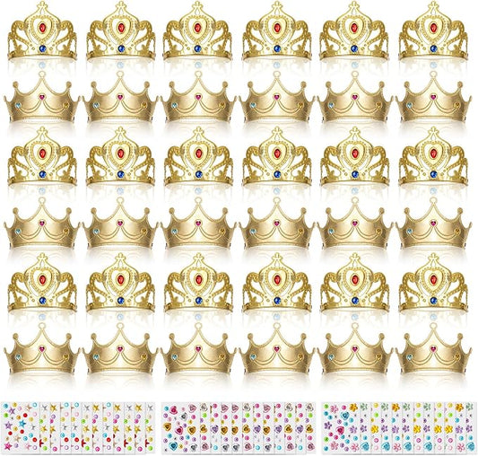 Bettoor 72 Pcs Foam Princess Crowns Set, Foam Crowns for Kids to Decorate, Crown Crafts for Kids to DIY Prince Crown Kit, Make Your Own Crowns with Rhinestone Stickers (36 Crown+36 Stickers)