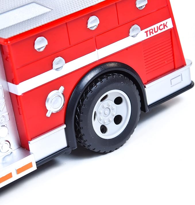 Sunny Days Entertainment Maxx Action 12’’ Large Fire Truck – Lights and Sounds Vehicle with Extendable Ladder | Motorized Drive and Soft Grip Tires | Red Firetruck Toys for Kids 3-8