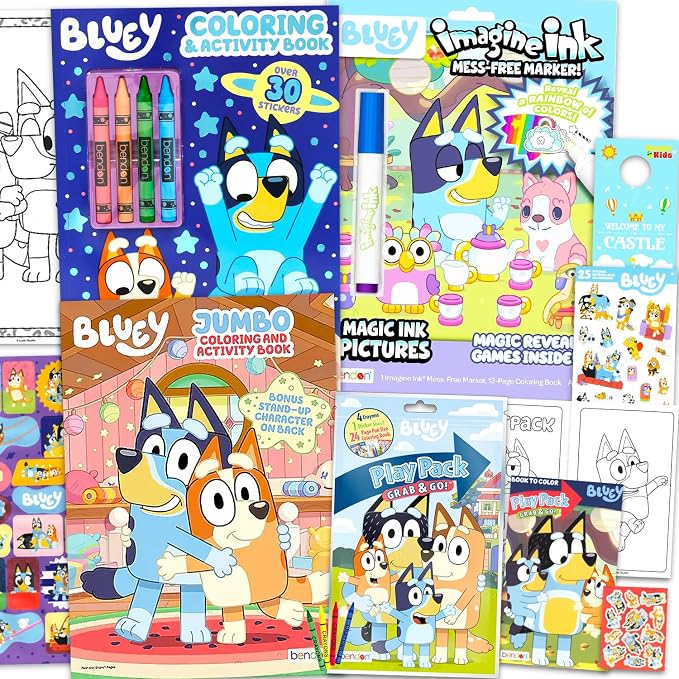 Bluey Ultimate Coloring and Activity Book Set - Coloring Bundle for Kids Coloring Pages, Mess Free Coloring, Stickers, More | Jumbo Bluey Coloring Books 4-8, 3-5, 8-12