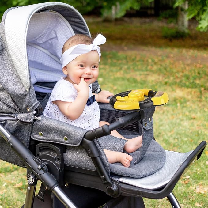 Accmor Stroller Steering Wheel Toy, Music Sound Simulated Steering Wheel for Stroller Shopping Carts Cart Universal Detachable Pretend Driving Funny Toy Attachment