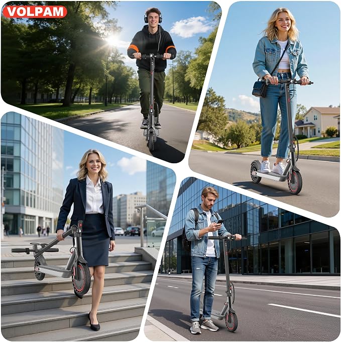 VOLPAM Electric Scooter, 350W/500W/800W/1000W/250W Powerful Motor & 19/22/ 9 MPH Top Speed, 16-28-10 Miles Long Range, Folding E Scooter Choice