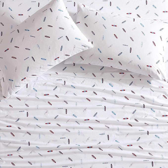Nautica - King Sheets, Cotton Percale Bedding Set, Casual Home Decor (High Surf Navy, King)