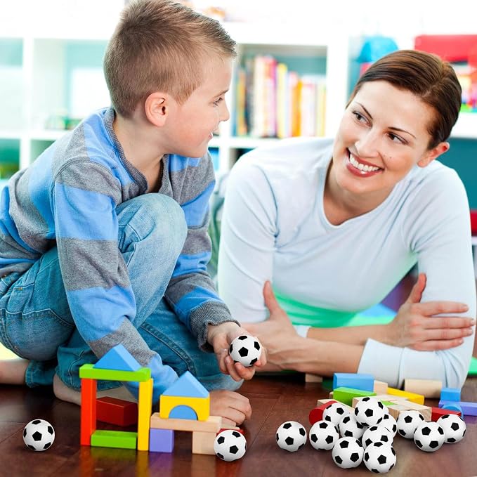 Mini Soccer Stress Balls 20 Packs Mini Soccer Foam Small Foam Squeeze Anxious Toy Sports Stress Ball for Kids School Carnival Reward Football Party Decorations Supplies