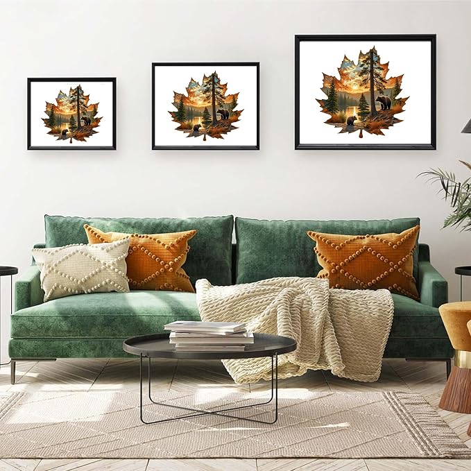 Wooden Puzzles, 205 Pieces Maple Leaf Jigsaw Puzzles, Unique Shaped Wooden Puzzle for Adults and Kids, Family Game (Maple Leaf, Royal)