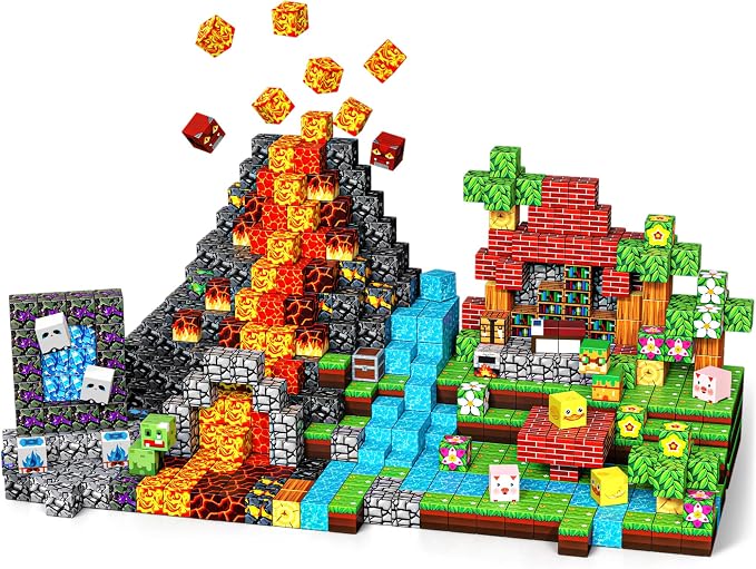 200PCS Magnetic Blocks, Magnetic Building Blocks Cubes Tiles, STEM Educational Stacking Magnets School Game Toys for Kid Ages 3 4 5 6 7 8 9 10 11 Birthday Party Supplies Gifts for Boys and Girls