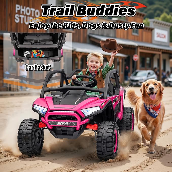 24V Ride on Car, 2 Seater XL 4X4 Off-Road UTV w/RMP2000W Powerful Motors, Remote Control, Bluetooth Music, LED Lights, 24 Volt Ride on Toys for Big Kids, R-Red