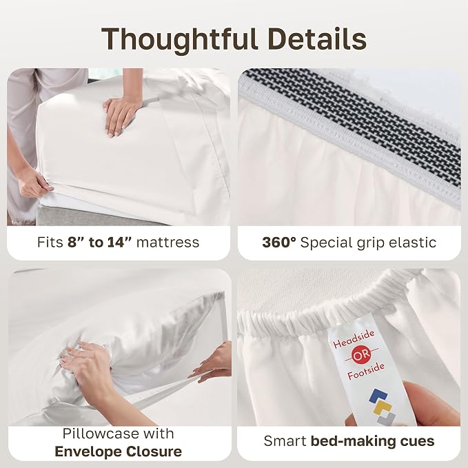 California Design Den Pack of 2 Extra Long Twin Sheets Set - 100% Organic Cotton Bed Sheets, Crisp Percale Feel, Deep Pockets, Lightweight Bedding Set - True Ivory