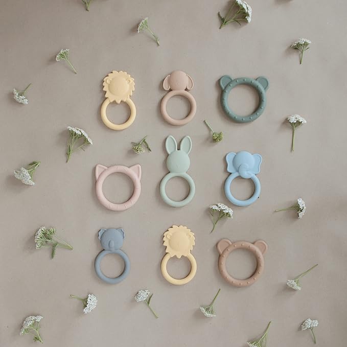 mushie Silicone Baby Teether Toy | Cat (Blush)