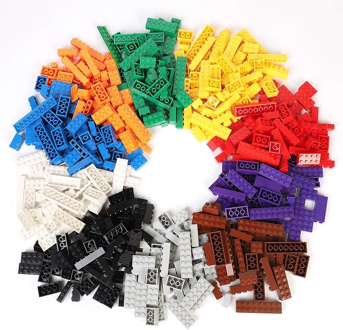 burgkidz Building Blocks Set with Storage Box and Lid Baseplate: 568 Pieces Classic Bricks Compatible with Major Brands, Wheels Doors Windows, STEM Toy for Toddlers Age 3+, Gift for Boys Girls