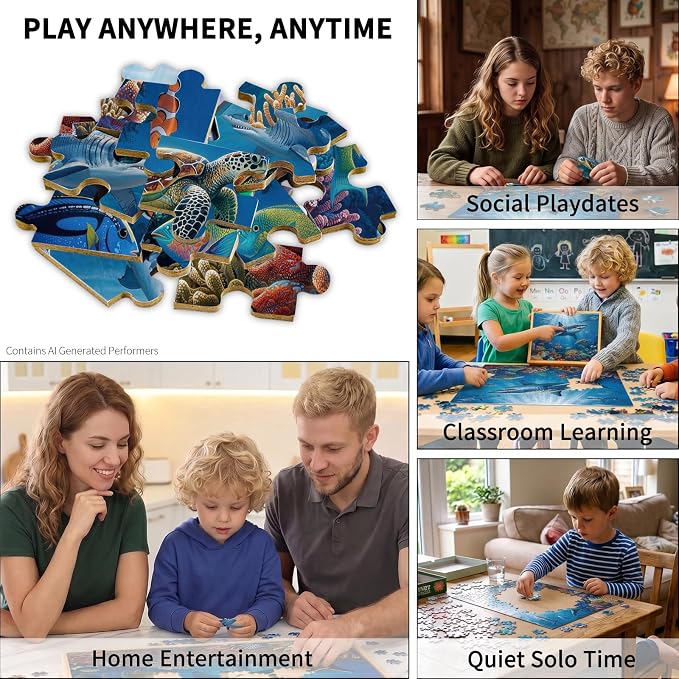 100 Pieces Puzzles for Kids Ages 4-8, Shark Educational Kids 100 Piece Puzzle, Children Jigsaw Puzzles Kids Puzzles, Educational Learning Puzzle Toys for Girls and Boys