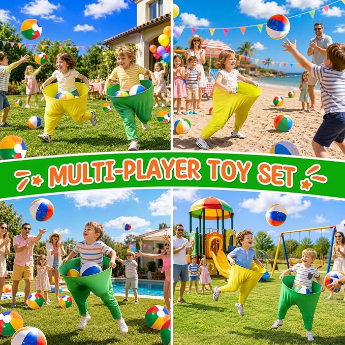 Granny Pants Yard Game, Outdoor Game with Bouncy Ball and Air Pump, Team Relay Family Reunion Party Field Game