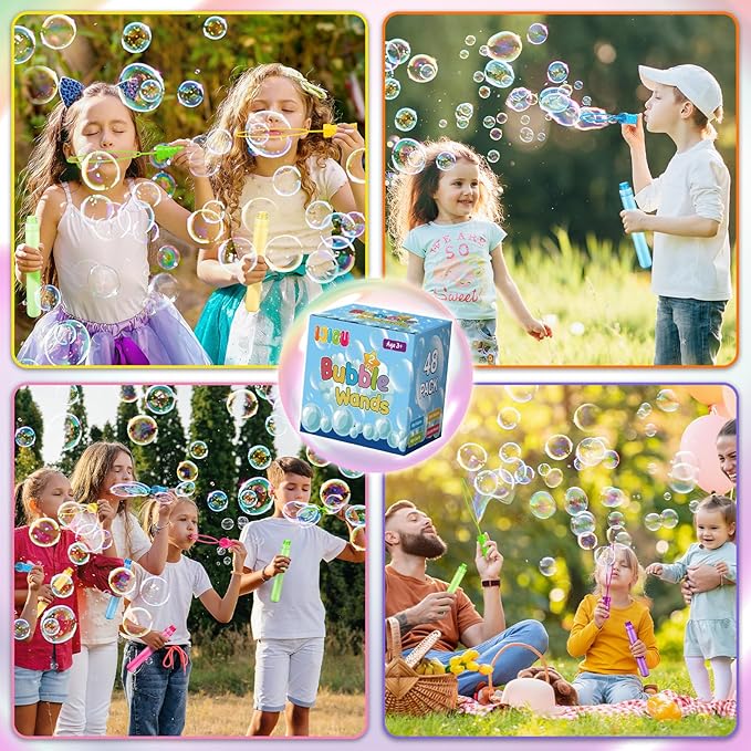 60 Pack Big Bubble Wands Bulk in 6 Colors,Ideal for Easter, Summer, Halloween, Valentine, Classroom Prizes