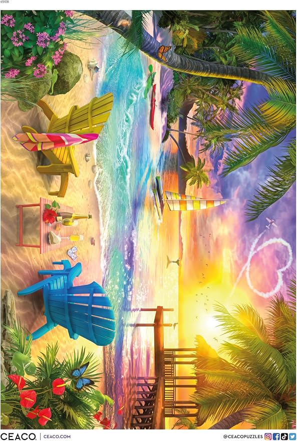 Ceaco – Sunrise Perfection - 300 Oversized Piece Jigsaw Puzzle  Large, Oversized Shapes - Great for Adults, Seniors, Family, Kids, Easy to Grip