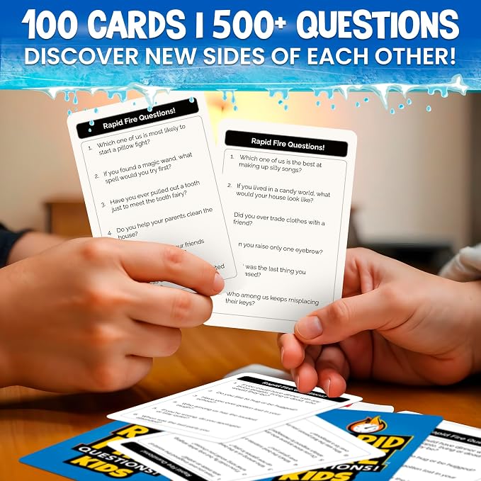 QUOKKA Kids Conversation Cards Game - Break the Ice Game for Kids and Families - Icebreaker Cards with 500+ Questions - Family Game for Kid 8-12 - Perfect for Family Games Night I Travel Version