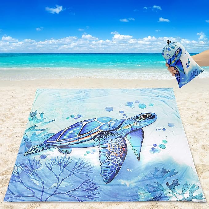 AISPARKY Beach Blanket Waterproof Sandproof Extra Large, Oversized Beach Mat, Quick Drying&Compact&Lightweight, Picnic Blankets Vacation Essentials for Outdoor Beach Camping (108" X 120" (8 Person))