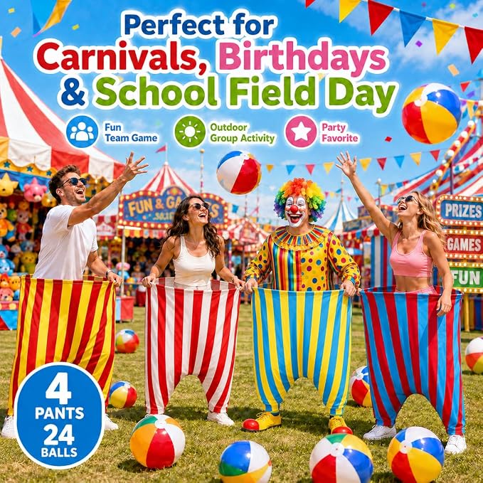 Granny Pants Yard Game,Giant Pants Outdoor Game,Oversized Pants Tossing Game with 24 Bouncy Balls and 4 Pumps Backyard & Outdoor Group Games for Family & Friends Gatherings